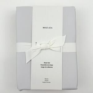 West Elm Silky TENCEL Sheet Set QUEEN Lyocell Frost Gray 4pc Deep Pocket NWT